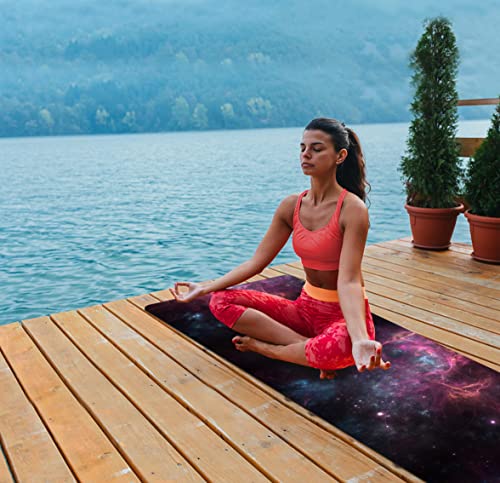 nuveti Printed Travel Yoga Mat 1/16 Inch Thick Non Slip Fitness Workout Mat | with Carrying Bag, Foldable Lightweight Suede & Natural Rubber Yoga Mat for Yoga Pilates and Fitness 72" L x 24" W x 1.5mm - color: XingLuoQiBu