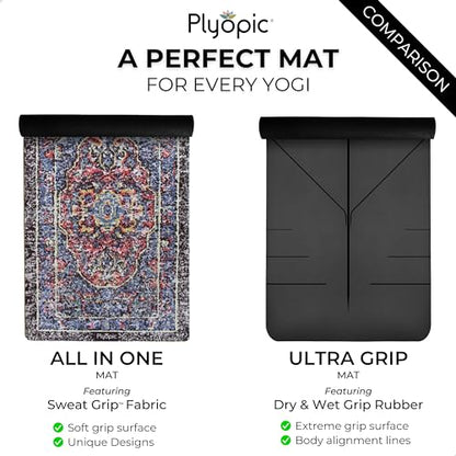 Plyopic All In One Yoga Mat | Luxury Sweat-Grip Mat/Towel Combo | Ideal for Yoga, Hot Yoga, Bikram, Pilates, Workout & Exercise | Eco-Friendly Natural Rubber - color: Wild Flowers