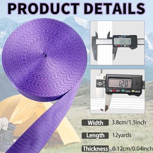 1 1/2" Purple Nylon Webbing 12yds for Bag Straps Crafts - color: Purple