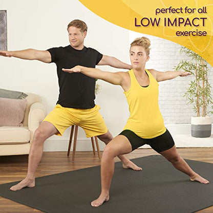 ActiveGear Large Yoga Mat, 6'x4'x8mm Extra Thick Non-Slip - Black