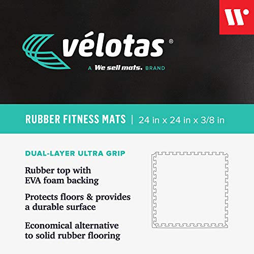 Velotas 3/8-Inch Thick Interlocking Foam Tiles with Rubber Top - Personal Fitness Mat, EVA Foam Puzzle Floor Tiles, for Home Gym Workouts - color: Blue Fleck, style: 48 Square Feet (12 Tiles)