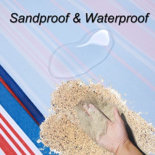Beach Blanket Picnic Mat Outdoor Picnic Blanket Extra Large Sand Proof Waterproof Portable Beach Chair Mat for Adult Camping Hiking Travel Park Law Grass - color: Red Blue Lines