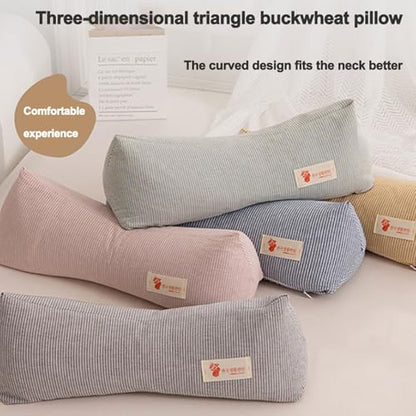 Neck & Cervical Pillows Buckwheat Pillow ，Neck Support Pillow Cervical Neck Roll Bolster Pillow，Neck Pain Relief for Back and Side Sleepers Round Pillows (Pink) - color: Pink