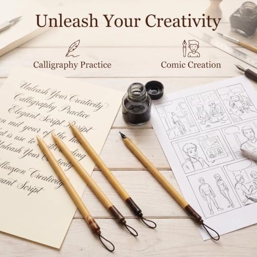 5pcs Calligraphy Dip Pen Bamboo Handcrafted for Writing | Reed Qalam Pens, Vintage Manga Calligraphy Pens, Comic Pen Nib Set, Calligraphy, Painting, Drawing