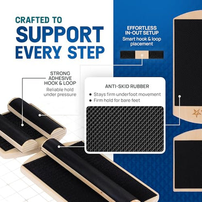 Yes4All 350LBS Professional Wooden Balance Board for Leg Workout, Anti-Slip Rocker Board, Wobble Board for Standing Desk - color: Natural Wood