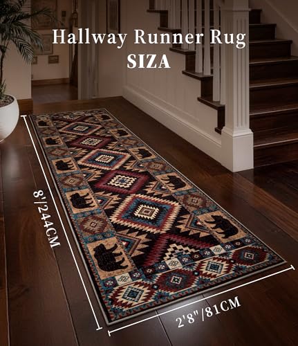 YIHOUSE Washable Western Cabin Runner Rug 2'8''x8 Hallway - color: Bear, size: 2'8"x8'(Runner)