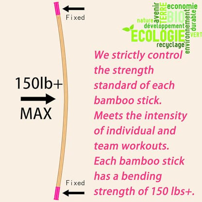 5ft Yoga Stick from Natural Bamboo with Non-Slip Handle-Stretching Stick for Mobility, Flexibility,Exercise,Workout, Physical Therapy,Pilates,Balance Fitness-Access Online Video Guide Without Any Info - color: Pink Ends5ft