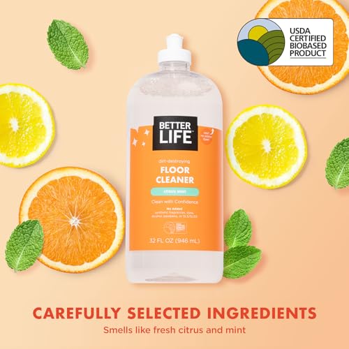 Better Life Floor Cleaner - Liquid Multipurpose Cleaner for Wood, Tile, Laminate, Vinyl, Bamboo - Hardwood Floor Cleaner for Mopping - Citrus Mint, 32 Fl Oz (Pack of 2) - size: 32 Fl Oz (Pack of 2)