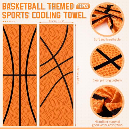FuWeave 12 Pcs Orange Basketball Cooling Towels Gifts 40 X 12 Inch - color: Orange, size: 40 x 12 inches
