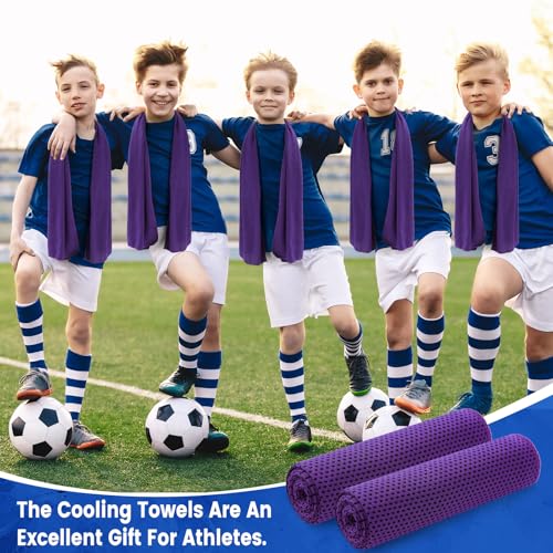 Hosuly 150 Pack Cooling Towels Bulk 40 x 12 Inch Large Chilly Breathable Sweat Sports Cold Towels Sublimation Microfiber Ice Neck Rag for Hot Weather Workout Gym Team Gift (Purple) - color: Purple