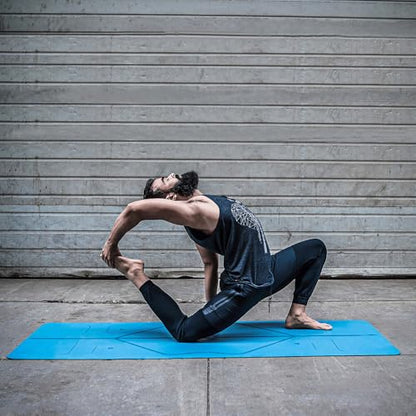 Liforme Travel Yoga Mat - Patented Alignment Design, Advanced Non-Slip Grip - color: Blue