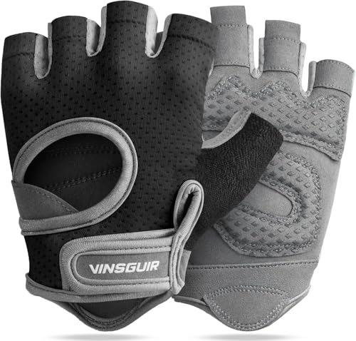 VINSGUIR Workout Gloves for Women and Men, Breathable & Padded Gym Gloves - color: Black / Gray, size: Small