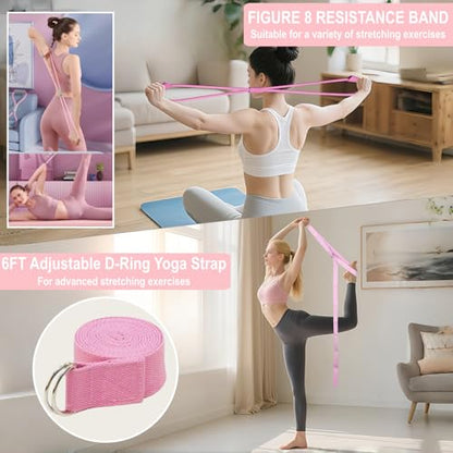 Nuplot Pilates Equipment, Pilates Kit for Home Workouts, Pilates Essentials Kit for Women, Home Pilates Kit with Pilates Ring and Ball Set, Booty Bands, Figure 8 Resistance Band, Yoga Band - color: Purple