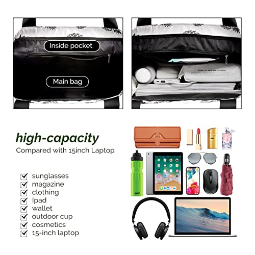 Buringer Large Waterproof Beach Bag for Women Sandproof Tote Bag with Zipper and Pockets Pool Bag for Travel Gym Vacation - color: Pineapple
