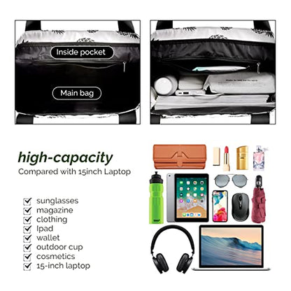 Buringer Large Waterproof Beach Bag for Women Sandproof Tote Bag with Zipper and Pockets Pool Bag for Travel Gym Vacation - color: Pineapple