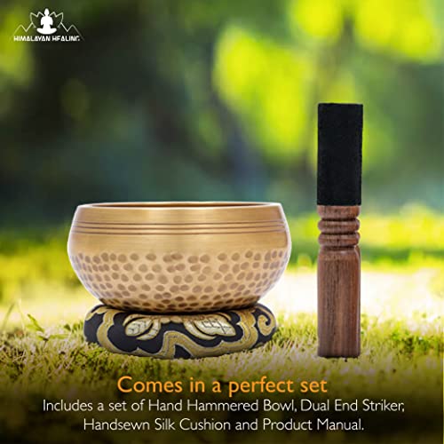 Tibetan Singing Bowls Set~ Meditation Sound Bowl hand Hammered in Nepal For Yoga, Meditation, Mindfulness, Healing & Chakra balancing~ (4 inch (Black Cushion)) - size: 4 inch