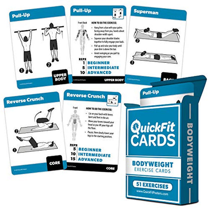QuickFit 2 Pack - Stretching Exercise Poster - Laminated 18" x 24" & Bodyweight Exercise Playing Cards - 2.5" x 3.5"