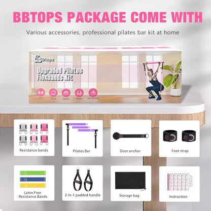 Bbtops Pilates Bar Kit with Resistance Bands,Pilates Bar with Stackable Bands Workout Equipment for Legs,Hip,Waist and Arm,Exercise Fitness Equipment for Women & Men Home Gym Yoga Pilates - color: Violet