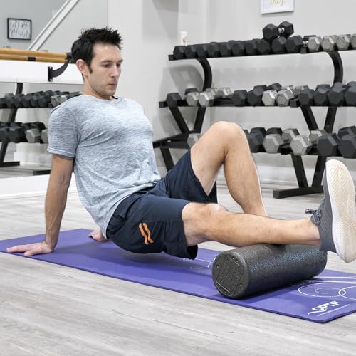 OPTP AXIS Firm Density Foam Roller – Round, Black, 18"L X 6" | High density firm foam roller for physical therapy, yoga, Pilates, fitness exercise & sports training, Heat-molded EPP foam - color: Black - 18" X 6" Round