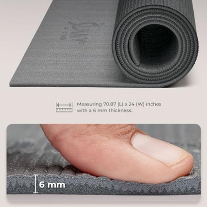 Sunny Health & Fitness Exercise Yoga Mats - Non-Slip Support for Home & Gym - color: Premium Grey