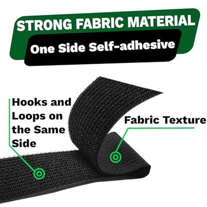Adjustable Cable Straps with 24 Buckles 1" x 16Ft, Free Cut Length, Reusable Fastening Cable Ties, Hook and Loop Securing Strap for Cable Tidy, Wire Management, Cord Organiser, Black