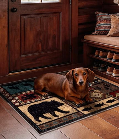 YIHOUSE Washable Rustic Cabin Area Rug 2 x 3 Entryway - color: Brown, size: 2'x3'(Rectangular)