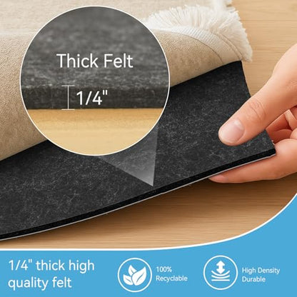 Warmstar 3x5 FT Non Slip Rug Pad,100% Waterproof Felt Rug Pad for Hardwood Floors,1/4” Thick Soft Carpet Pad with Natural Rubber Backing, Secure Grip & Floor Protection - size: 3' x 5' (Rectangular), style: 1/4" Thick