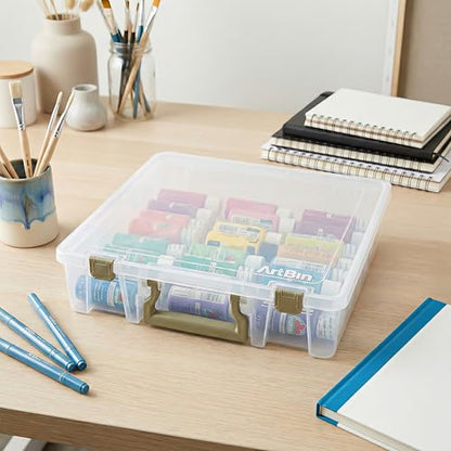 ArtBin Super Satchel 1 Compartment Box Clear Craft Organizer Storage Case - color: Clear & Gold