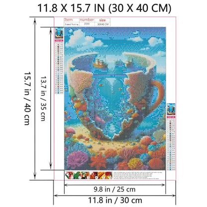 Shouruihua Diamond Painting Kits for Adults, Ocean in A Cup Diamond Art Kit | Ocean, Gem Art, Diamond Dotz Kits, Underwater World Scene Diamond Dots, Full Round Drill Diamond Painting Kits, 11.8x15.7 in - color: Ocean in A Cup
