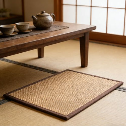 Levemolo Bamboo Woven Seat Cushion 15.74 X 11.81 X 0.19 in Floor Cushion for Meditation Yoga Tatami Mat Seating Breathable Summer Cooling Pad for Home Bedroom Dining Room Office - color: As Shown 1