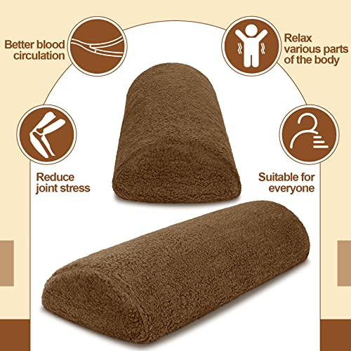 Sintuff Recliner Leg Rest Cushion Sofa Footrest Pillow with Cover Half Moon Bolster Pillow Under Knee Pillow for Sleeping On Back Alleviating Pain, 19.7 x 8 x 3.5 Inch (Brown) - color: Brown