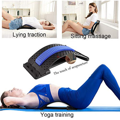 HONGJING Back Stretcher, Back Cracker for Back Pain Relief | Lumbar Traction Spine Deck with Acupressure Massage, Great for Herniated Disc, Sciatica, Scoliosis - color: Blue