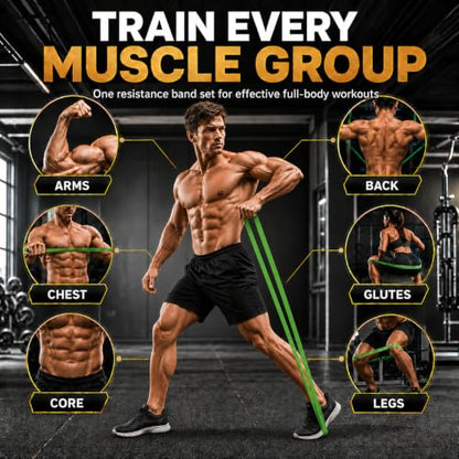 Resistance Bands for Working Out, 5-125LBS Pull Up Assist Bands Set - color: Green and Others With handle