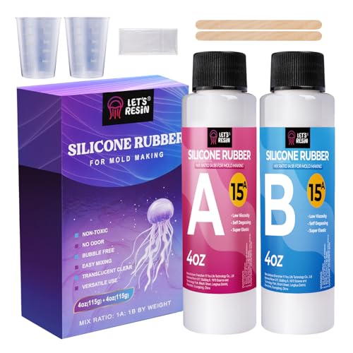 LET'S RESIN 8oz Silicone Mold Making Kit, Fast Cure Liquid Silicone Rubber | Easy Mixing, Translucent Flexible Platinum Cured Molding Silicone for Casting Resin Molds, Silicone Molds, Ideal for Beginner - size: 8oz