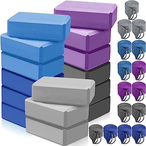 Wettarn 15 Pack Yoga Blocks and Straps Set for Stretching
