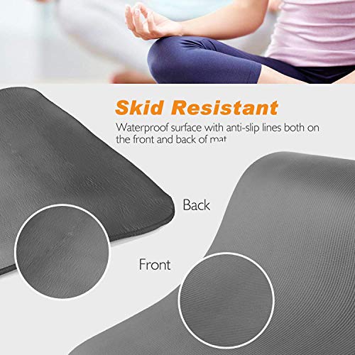 LOKATSE Home All Purpose Thick Yoga Mat with Carrying Strap High Density - color: Gray