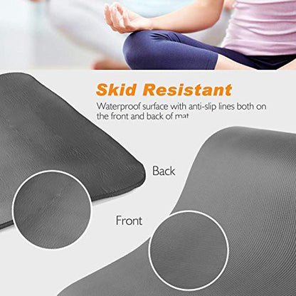 LOKATSE Home All Purpose Thick Yoga Mat with Carrying Strap High Density - color: Gray