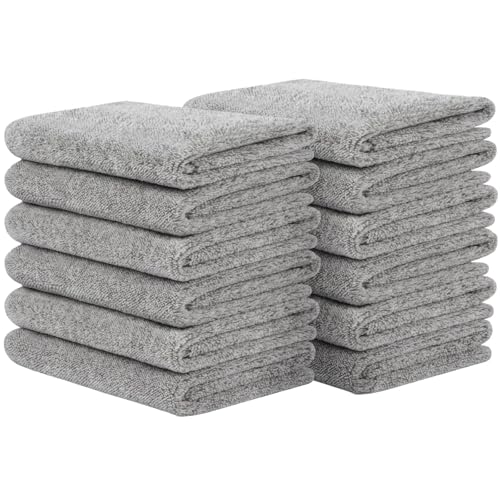 SINLAND Microfiber Face Towels Soft Washcloths 12Inch x 12Inch 12 Pack Grey - color: Grey 12pack