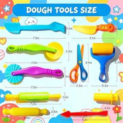 Dough Tools Set for Kids – 17 Pieces Modeling Clay Tools with Rollers & Cutters – Toddler Craft Playdough Accessories for Preschool Learning Activities - size: 17pcs