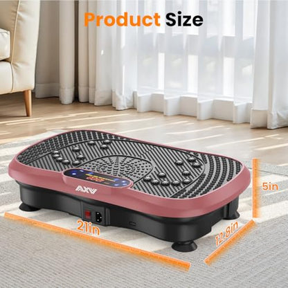 AXV Vibration Plate Fitness Platform Exercise Machine Body Vibrating Board | Curved Design Powerful 200W Bluetooth Oscillating Shake Plate for Lymphatic Drainage Recovery Whole Body Toning With Handles - color: SLIM.PINK