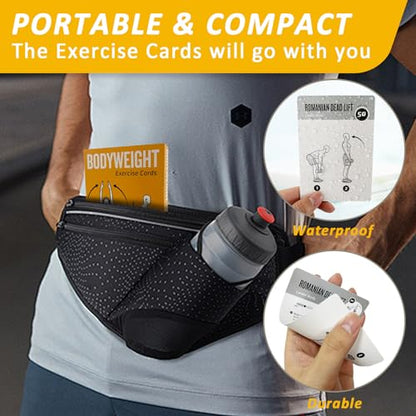 Bodyweight & Dumbbell Workout Cards - 100 Large 5"x3.5" Exercise Cards with 24 Strength Moves, Home & Gym Fitness Cards for Men & Women, Beginner Fitness Guide - color: Grey and Yellow