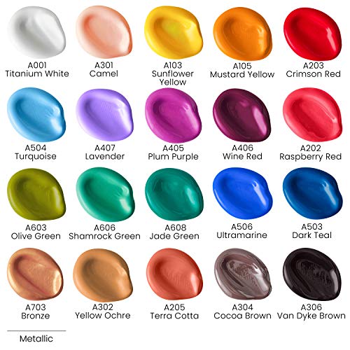 ARTEZA Craft Acrylic Paint, Set of 20 Vintage Tones, 2.02-oz/60 ml Bottles, Water-Based, Matte Finish, Matte Acrylic Paint Set for Art & DIY Outdoor Projects on Glass, Wood, Ceramics, Fabrics, Paper & Canvas - style: Vintage Colors