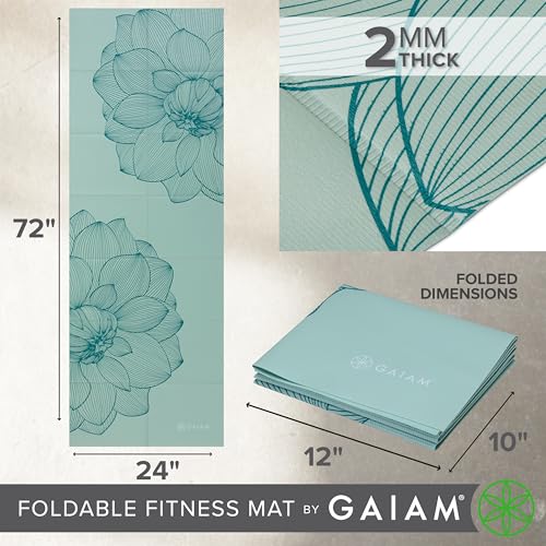 Gaiam Foldable Yoga Mat, 2mm Icy Paisley - color: Serene Dahlias