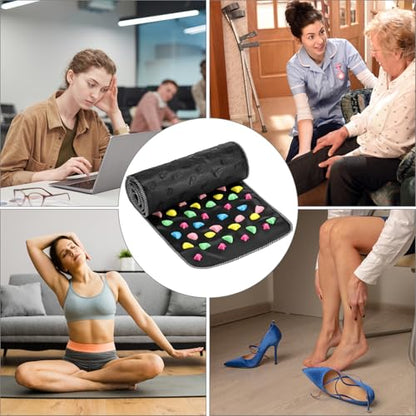QWORK Foot Massage Mat Relaxation Walk Stone Road, 68.9 x 13.78 Inches Adjustable Acupressure Foot Mat for Long Sitting Worker Elderly