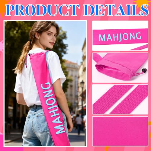 34 Inch Mahjong Mat Bag Storage Holder,Pink,Soild - color: Pink, style: Soild