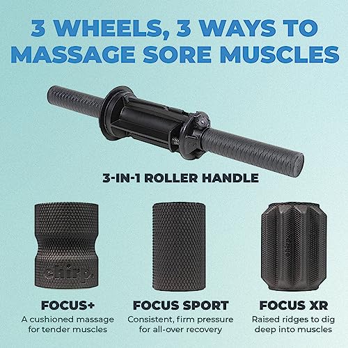 Chirp 3-in-1 Muscle Roller, Deep Tissue Foam Massager, 4x4x24 Inches - style: 3-in-1 Muscle Roller