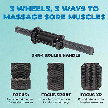 Chirp 3-in-1 Muscle Roller, Deep Tissue Foam Massager, 4x4x24 Inches - style: 3-in-1 Muscle Roller