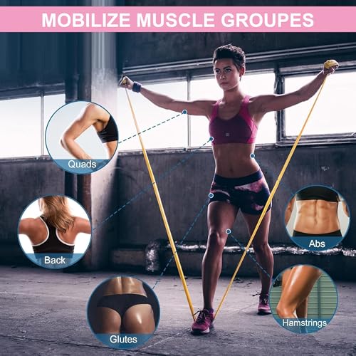 Resistance Bands, Non-Latex Elastic Exercise Bands for Upper and Lower Body, Strength Training Without Weights, Ideal for Physical Therapy, Pilates, Rehab, Home Fitness, Beginners - color: Pink