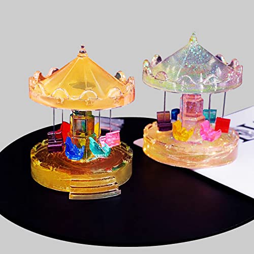 Woohome Silicone Resin Molds Carousel, Rotary Flying Chair Resin Molds, Silicone Molds for Epoxy Resin, DIY Carousel Molds for Office, Home Decor