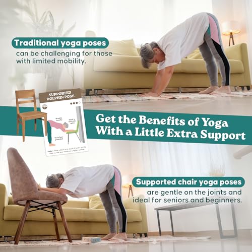 Zinsk 60 Chair Yoga Exercise Cards for Seniors Over 60 - Big 4" x 6" Cards
